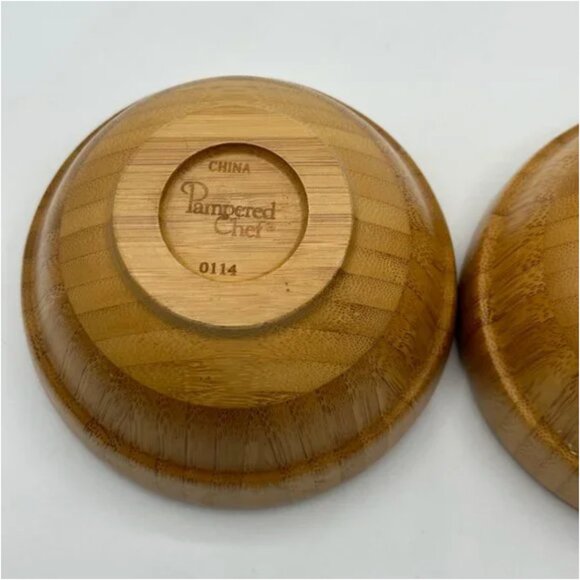 Pair of Pampered Chef Bamboo Party Snack Bowls - Picture 4 of 5
